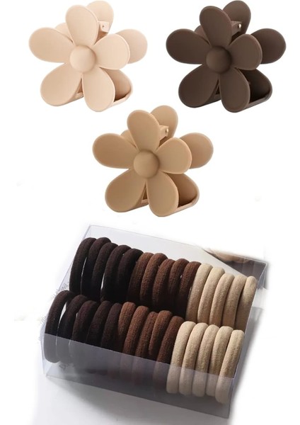 Kadın 4'lü Xl Mandal + 50'li Kahve Lastik Toka Seti