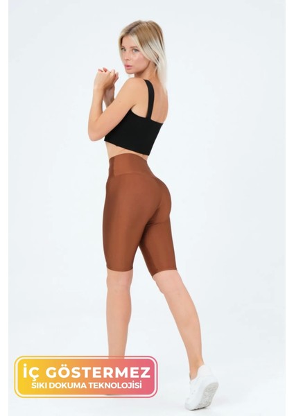 Enenstyle Fashıon Boutıque Yeni Sezon Özel Üretim Toparlayıcı Yüksek Bel Parlak Kumaş Iç Göstermeyen Dizüstü Spor Tayt