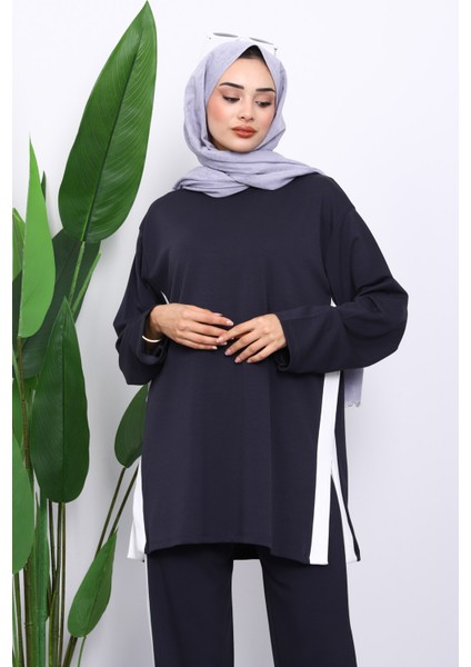 Antrasit Renk Bloklu Modal Tunik Pantolonlu Takım modelleri