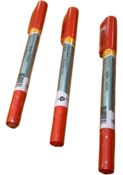 Permanent Kalıcı Marker Kalemi Çift Uçlu 0.5 mm ve 1 mm Kırmızı 3 Adet