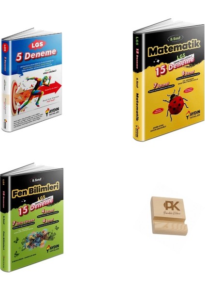 Aydın Lgs 8. Sınıf Tüm Dersler 5li Deneme Matematik ve Fen Bilimleri 15LI Deneme 3lü Set