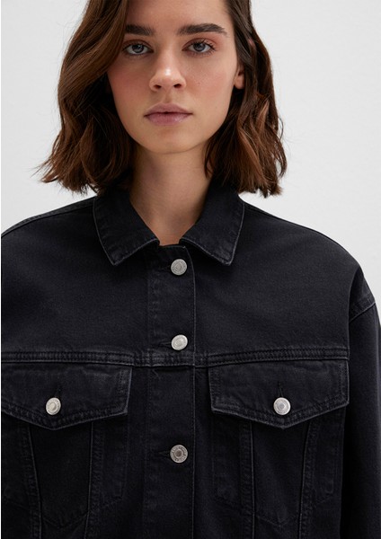 Luna 90LAR Koyu Gri Jean Ceket 1110177-90547