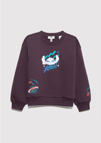 Stitch Baskılı Mor Sweatshirt 7S10161-70635 fırsatları