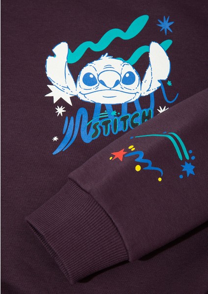 Stitch Baskılı Mor Sweatshirt 7S10161-70635