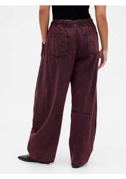 Kadın Bordo Mid Rise Ultrasoft Easy Horseshoe Jean Pantolon modelleri