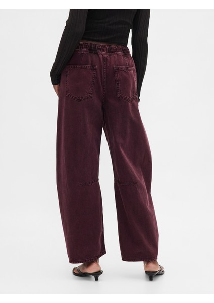 Kadın Bordo Mid Rise Ultrasoft Easy Horseshoe Jean Pantolon indirimleri
