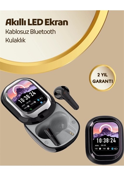 Akıllı Ekranlı Bluetooth 5.4 Kablosuz Kulaklık – Dokunmatik ve Şarj Kutulu fiyatları