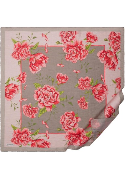 Ipekevi Desenli Tensel Eşarp Taş Pudra