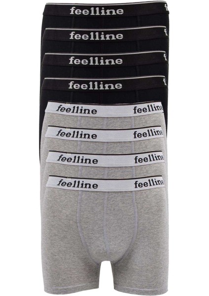 8 adet Feelline Siyah ve Gri Pamuklu Doğal Likralı Erkek Boxer fırsatları
