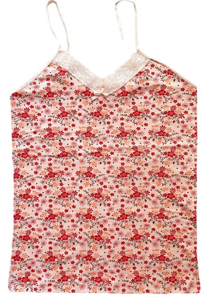 Kadın Askılı Desenli Atlet Dantelli Empirme Pamuklu Penye D1 modelleri