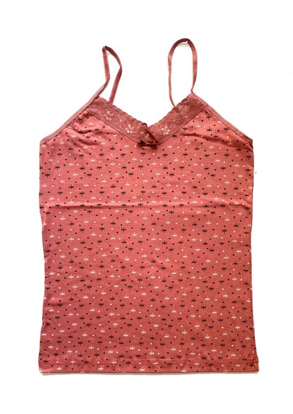 Kadın Askılı Desenli Atlet Dantelli Empirme Pamuklu Penye D4 modelleri