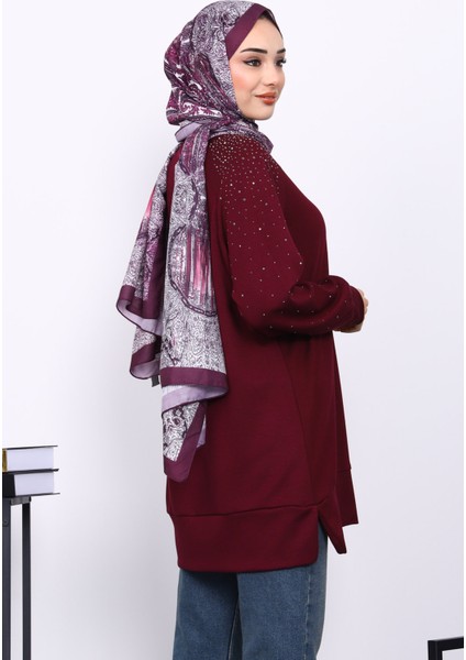 Mürdüm Taş Detaylı Modal Tunik fırsatları