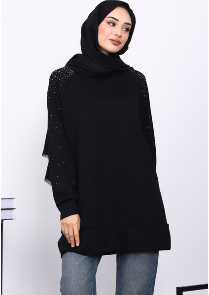 Siyah Taş Detaylı Modal Tunik