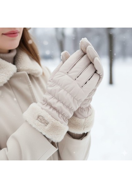 Paraşüt Kumaş Dokunmatik Içi Peluş Kadın Eldiven