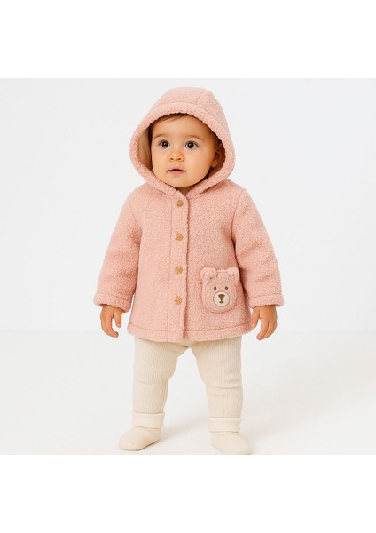 Kız Bebek Kapüşon Detaylı Peluş Ceket modelleri