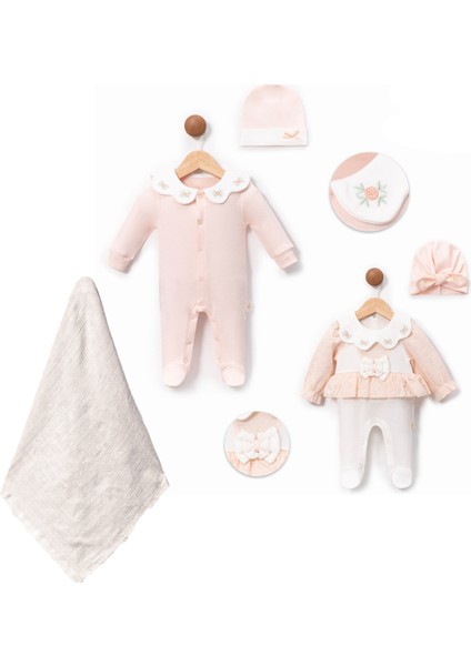 Yeni Doğan Kız Bebek 0/3-3/6 Ay Brodeli 2li Tulum Seti ve Müslin Battaniye Takımı (Hediyelik ) fiyatları