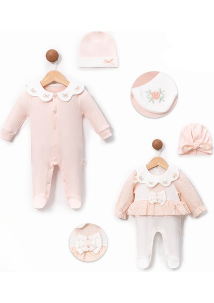 Yeni Doğan Kız Bebek 0/3-3/6 Ay Brodeli 2li Tulum Seti ve Müslin Battaniye Takımı (Hediyelik ) fırsatları