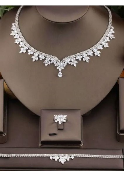 Yüksek Kaliteli Zirkon Taşlı Takı SETI-18K Altın Kaplama-Küpesizdir