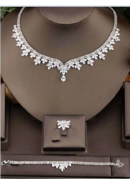 Yüksek Kaliteli Zirkon Taşlı Takı SETI-18K Altın Kaplama-Küpesizdir indirimleri