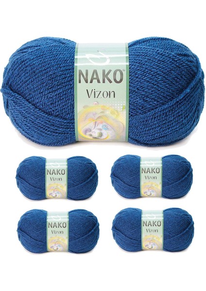 5 Adet Vizon Premium Akrilik El Örgü İpi Yünü Renk No:517 Orta Mavi modelleri
