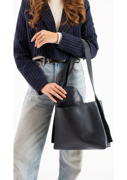 Kadın Yavrulu Yumuşak Deri El ve Omuz Shopper Çanta Uzunluk Ayarlı Sap