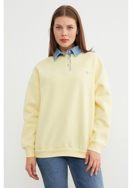 3 Iplik Kot Garnili Metal Aksesuarlı Sweatshirt modelleri