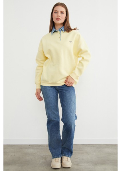 3 Iplik Kot Garnili Metal Aksesuarlı Sweatshirt fırsatları