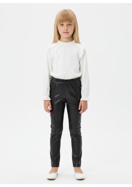 Çimalı Kız Çocuk Deri Tayt