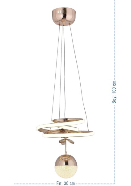 Kasırga 3 Renk Gold ( Sarı Beyaz ve Gün Işığı ) Luxury LED Avize Kristal Taşlı Concept modelleri