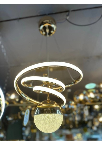 Kasırga 3 Renk Gold ( Sarı Beyaz ve Gün Işığı ) Luxury LED Avize Kristal Taşlı Concept fırsatları