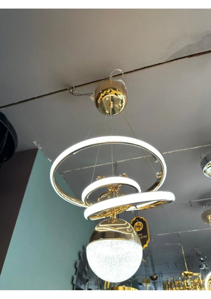 Kasırga 3 Renk Gold ( Sarı Beyaz ve Gün Işığı ) Luxury LED Avize Kristal Taşlı Concept indirimleri