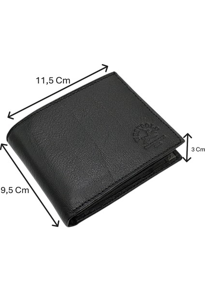 Hakiki Deri Bozuk Para ve Kart Bölmeli Erkek Cüzdanı - Siyah-Gri