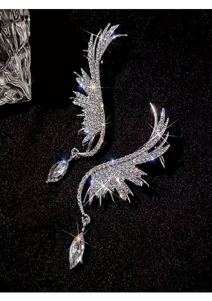 Zarif Melek Kanadı Klipsli Küpe