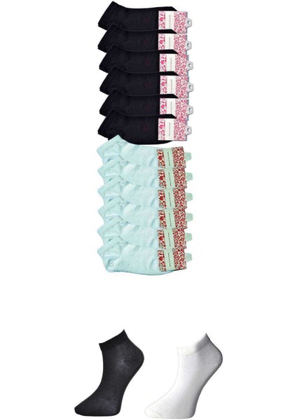 Siyah ve Beyaz Kadın Bilek Çorap 12 çift fırsatları