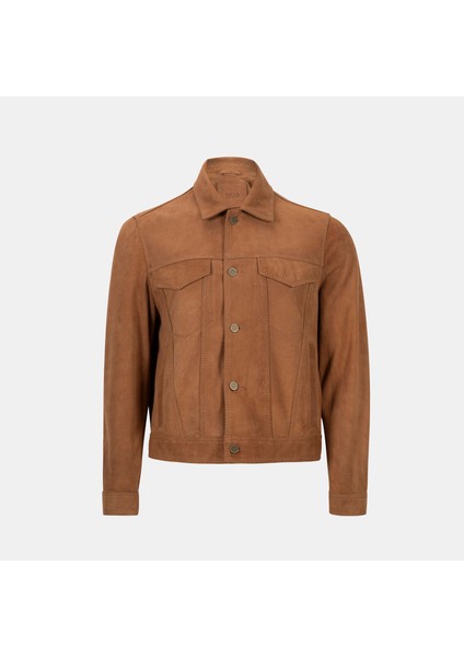 Erkek Taba Gömlek Yaka Süet Ceket