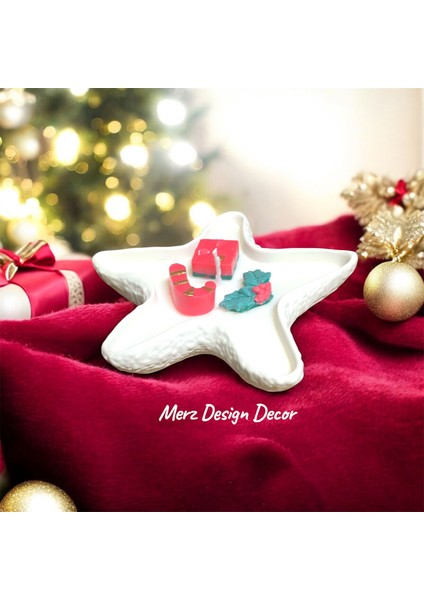 El Yapımı Dekoratif Yıldız Tabakta Yılbaşı Temalı Kokinalı %100 Doğal Vegan Soya Wax Mum fiyatları