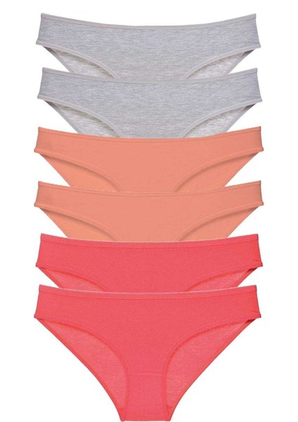 6 adet Süper Eko Set Likralı Kadın Slip Külot Gri Pudra Fuşya indirimleri