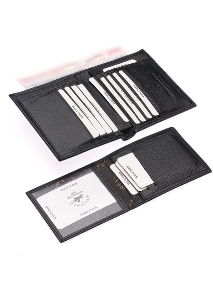 Hakiki Deri Çıkartılabilir Kartlıklı Kağıt Para ve Bol Kart Bölmeli Erkek Cüzdanı - Siyah modelleri
