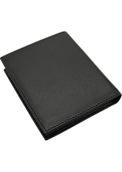 Hakiki Deri Çıkartılabilir Kartlıklı Kağıt Para ve Bol Kart Bölmeli Erkek Cüzdanı - Siyah