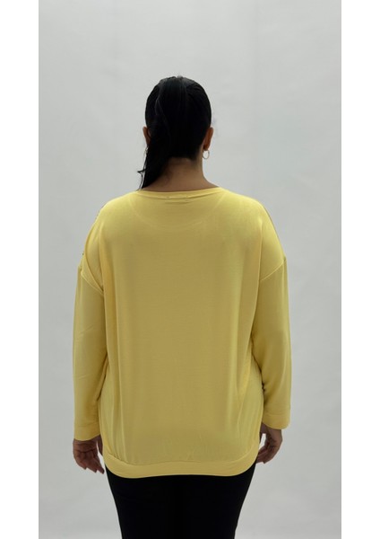 Büyük Beden Viskon Taşlı Uzun Kol Oversize Kadın Bluz indirimleri