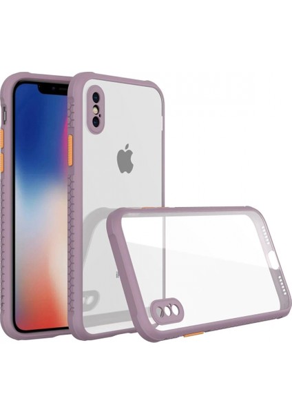 iPhone Xs Max Kılıf Miami Şeffaf Silikon - Açık Mor (K95)
