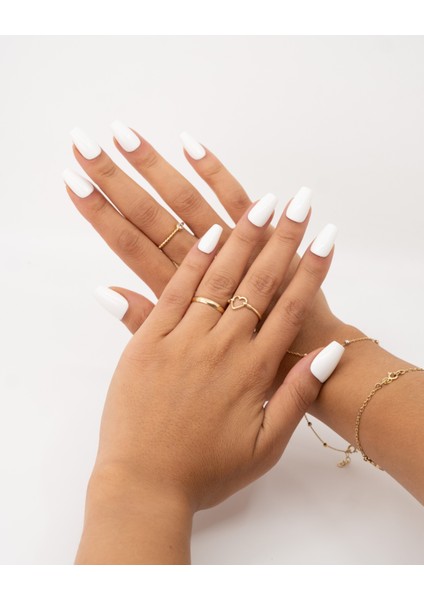 15'li Beyaz Kısa Balerin TT1423 Tekrar Kullanılabilir El Yapımı Protez Takma Tırnak - Beyaz-M fiyatları