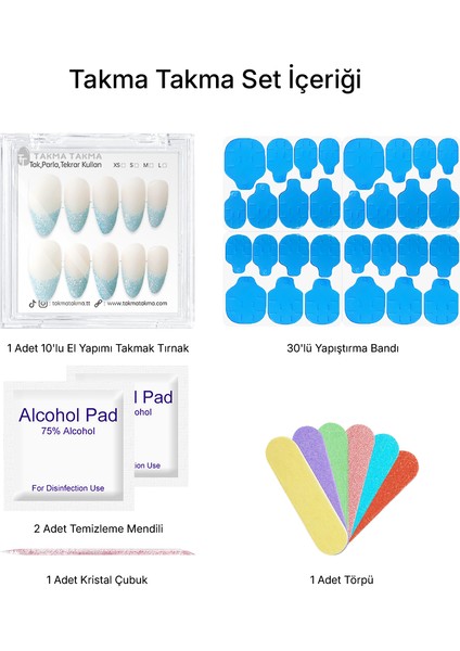 10'lu Renkli Uzun Badem TT1357 Tekrar Kullanılabilir El Yapımı Protez Takma Tırnak - Renkli-L fiyatları