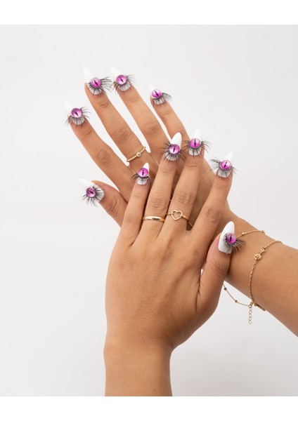 10'lu Beyaz Uzun Badem TT1409 Tekrar Kullanılabilir El Yapımı Protez Takma Tırnak - Beyaz-L fiyatları