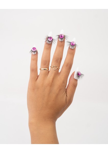 10'lu Beyaz Uzun Badem TT1409 Tekrar Kullanılabilir El Yapımı Protez Takma Tırnak - Beyaz-L modelleri