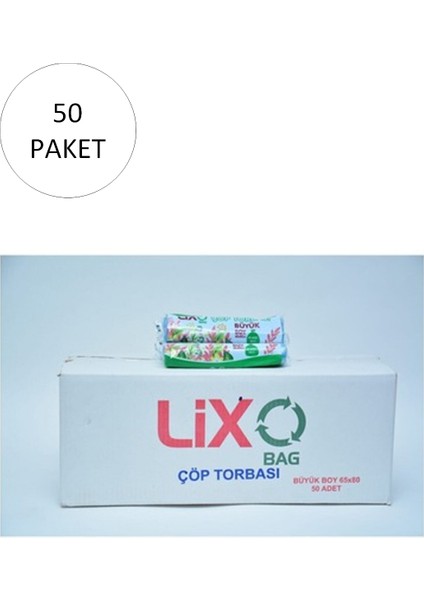 Büyük Boy Çöp Torbası 65 x 80 cm 10 Lu Rulo x 50 Paket = 500 Adet (Mavi) modelleri