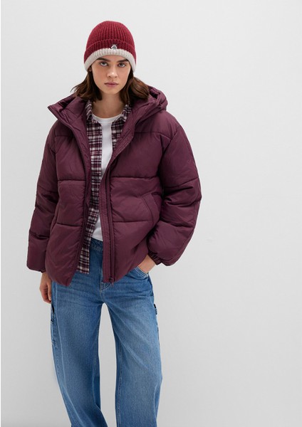 Su Itici Kapüşonlu Bordo Şişme Mont 1110199-70434 fiyatları