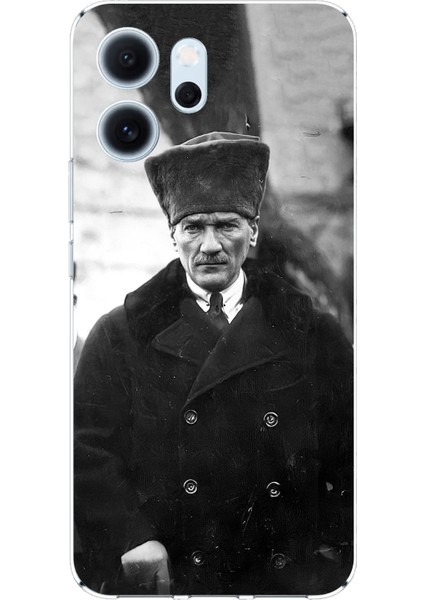 Oppo Reno 14F Uyumlu Mustafa Kemal Atatürk Portre Baskılı Silikon Kılıf