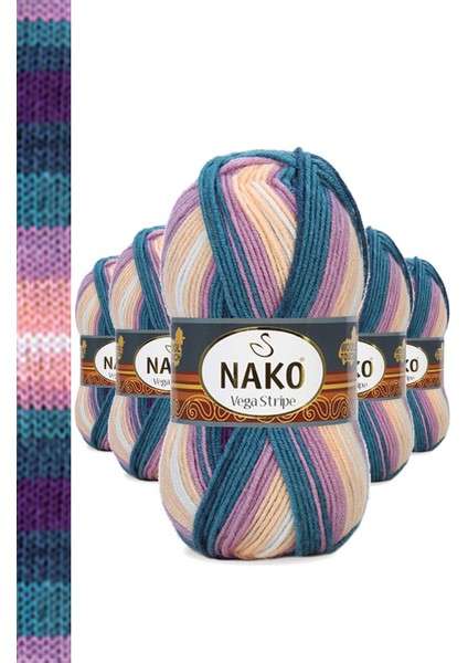 5 Adet Vega Stripe Premium Akrilik El Örgü İpi Yünü No: 82416 indirimleri