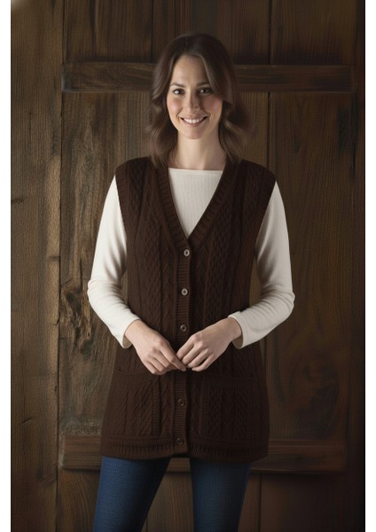 Anne Yeleği Klasik Örgü Yün Pamuk Karışımlı